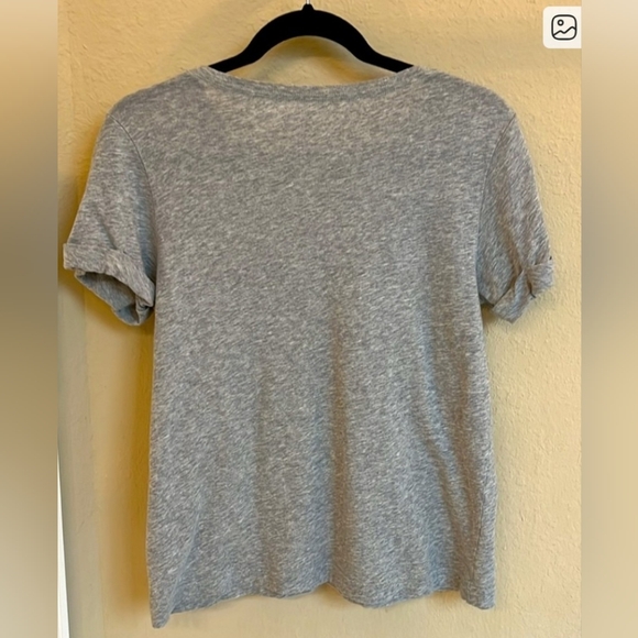 ❤️Authentic  ♠️KATE SPADE  Winking Eye Pink Glitter Lips Tee light gray size S - Picture 2 of 4